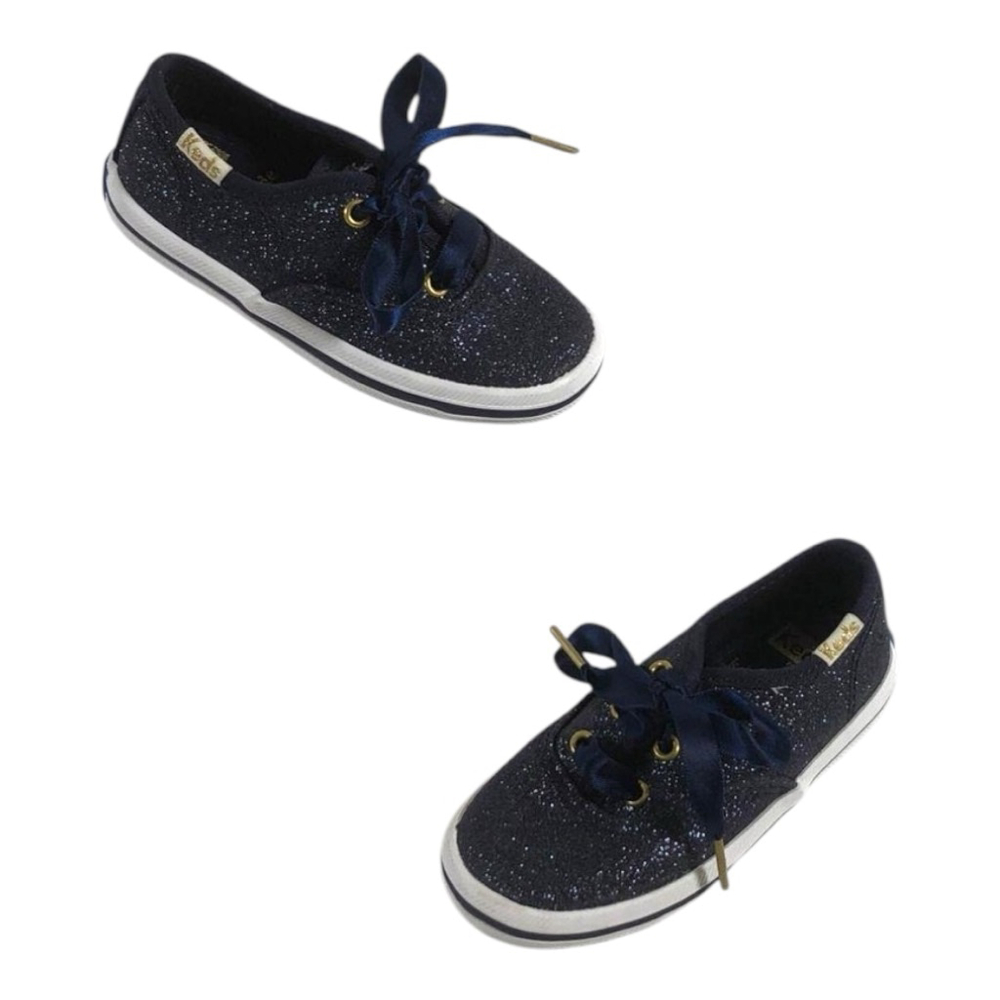 Little Girls Keds X Kate Spade Champion Glitter Sneakers Size 6Month Blue - Picture 8 of 8